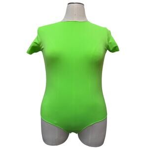 FLAWED SKIMS Short Sleeve Bodysuit Women's Size 4X 5X Neon Green
